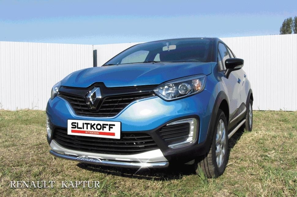Slitkoff RK2WD001 защита переднего бампера d42 с надписью Renault Kaptur 2016