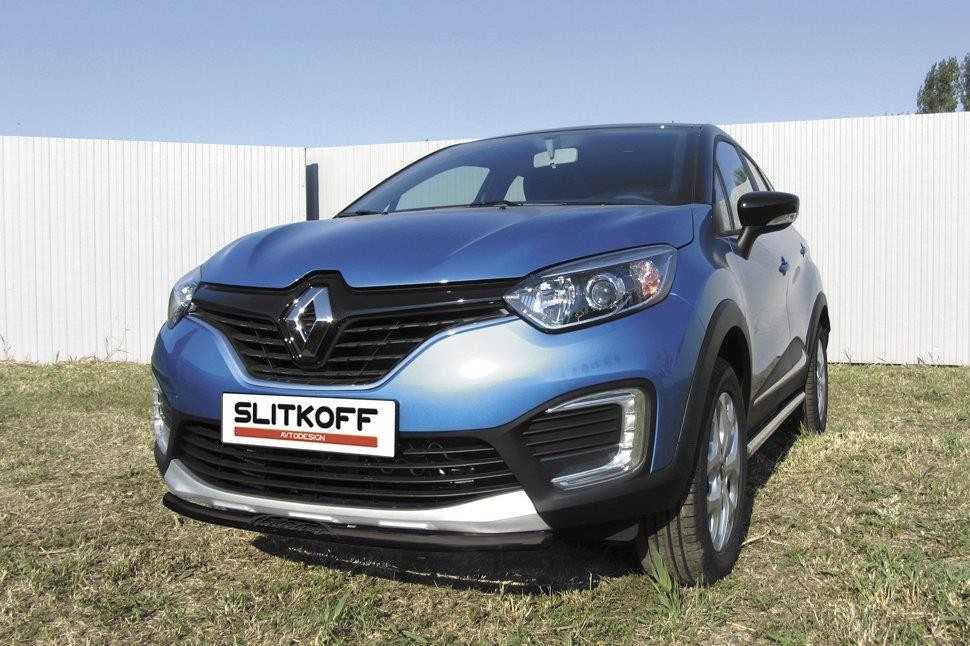 Slitkoff RK4WD001B защита переднего бампера d42 с надписью черная Renault Kaptur 4WD 2016