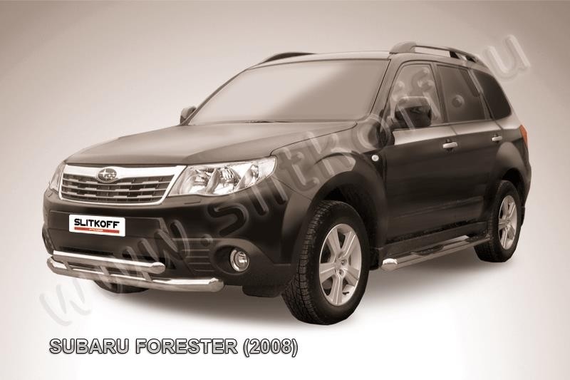 Slitkoff SF009 защита переднего бампера d76+ d57 двойная Subaru Forester
