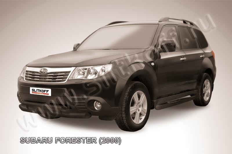 Slitkoff SF009B защита переднего бампера d76+ d57 двойная черная Subaru Forester