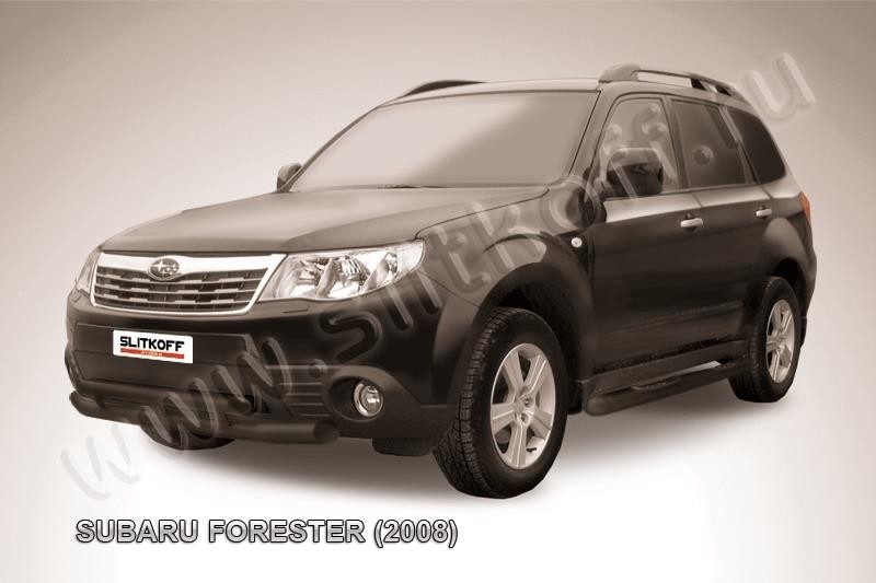 Slitkoff SF011B защита переднего бампера d57+ d57 двойная черная Subaru Forester