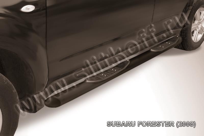 Slitkoff SF014B защита порогов d76 с проступями черная Subaru Forester