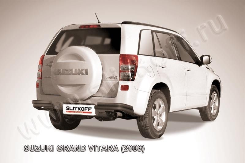 Slitkoff SGV08014B защита заднего бампера уголки d57+ d42 двойные черные Suzuki Grand Vitara (2008)