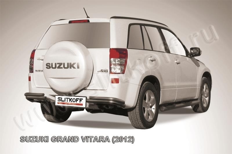 Slitkoff SGV12008B защита заднего бампера уголки d57+ d42 двойные черные Suzuki Grand Vitara (2012)