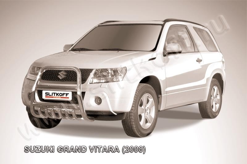 Slitkoff SGV3D08003 кенгурятник d57 высокий с защитой картера Suzuki Grand Vitara (трехдверная 2008)