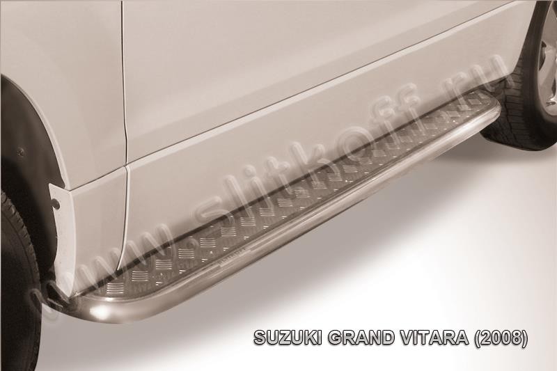 Slitkoff SGV3D08012 защита порогов d42 с листом Suzuki Grand Vitara (трехдверная 2008)