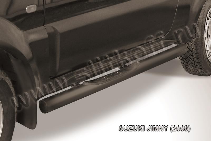Slitkoff SJ005B защита порогов d76 с проступями черная Suzuki Jimny