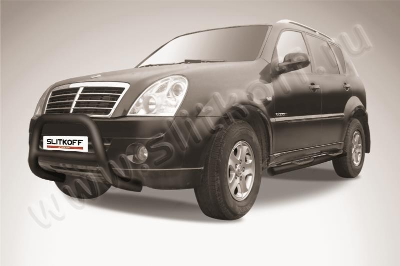 Slitkoff SSR002B кенгурятник d76 низкий черный SsangYong Rexton (2010)