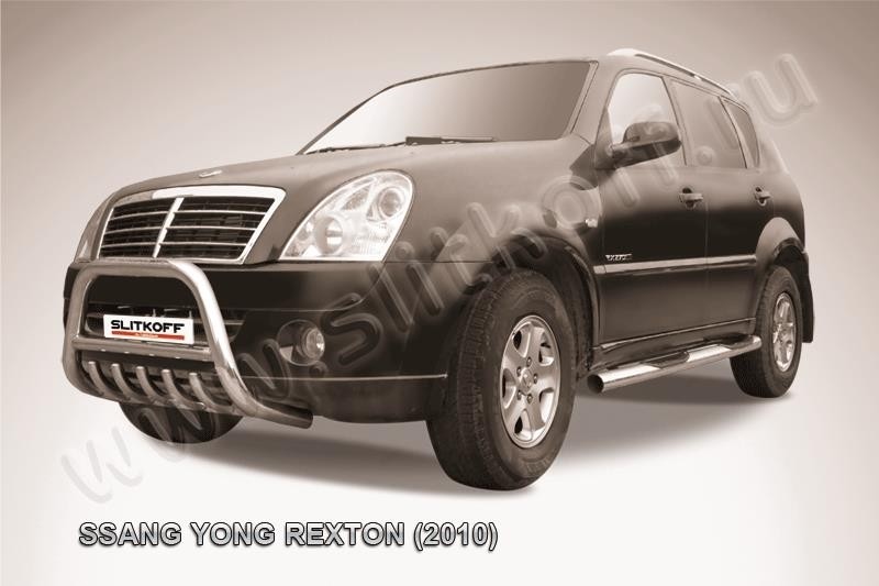 Slitkoff SSR003 кенгурятник d57 низкий с защитой картера SsangYong Rexton (2010)