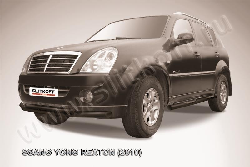 Slitkoff SSR007B защита переднего бампера d76+ d57 двойная черная SsangYong Rexton (2010)