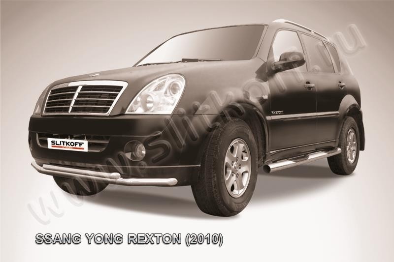 Slitkoff SSR013 защита переднего бампера d57+ d57 двойная SsangYong Rexton (2010)