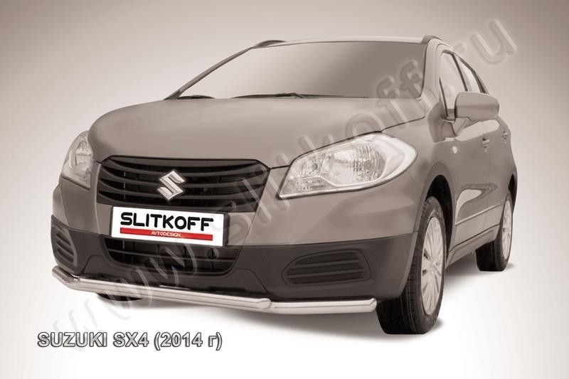 Slitkoff SSX4-14-002 защита переднего бампера d57+ d42 двойная Suzuki SX-4 (2014)