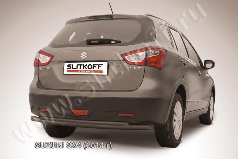 Slitkoff SSX4-14-007B защита заднего бампера d57+ d42 двойная черная Suzuki SX-4 (2014)
