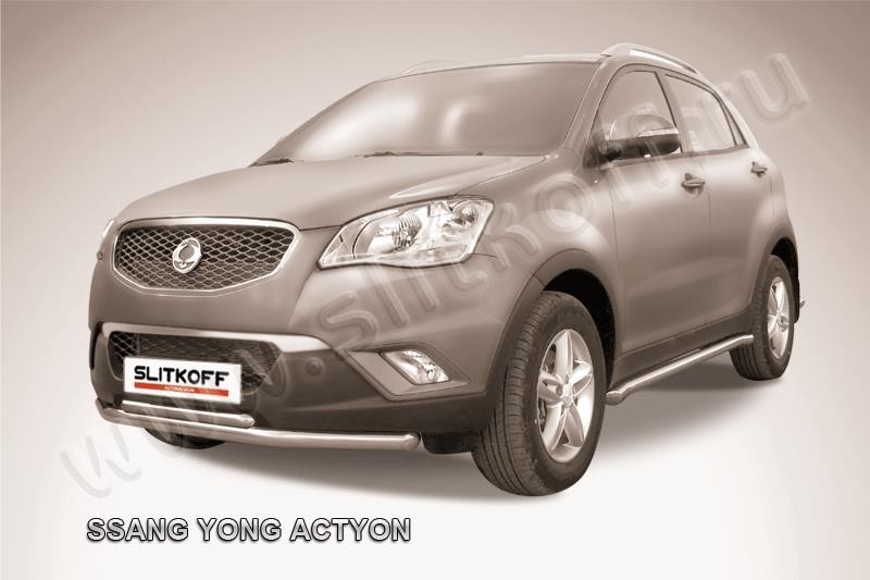 Slitkoff SYA003 защита переднего бампера d57+ d42 двойная SsangYong Actyon (2011)