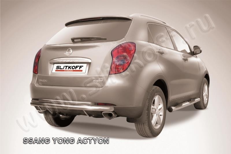 Slitkoff SYA009 защита заднего бампера d57+ d42 двойная длинная SsangYong Actyon (2011)