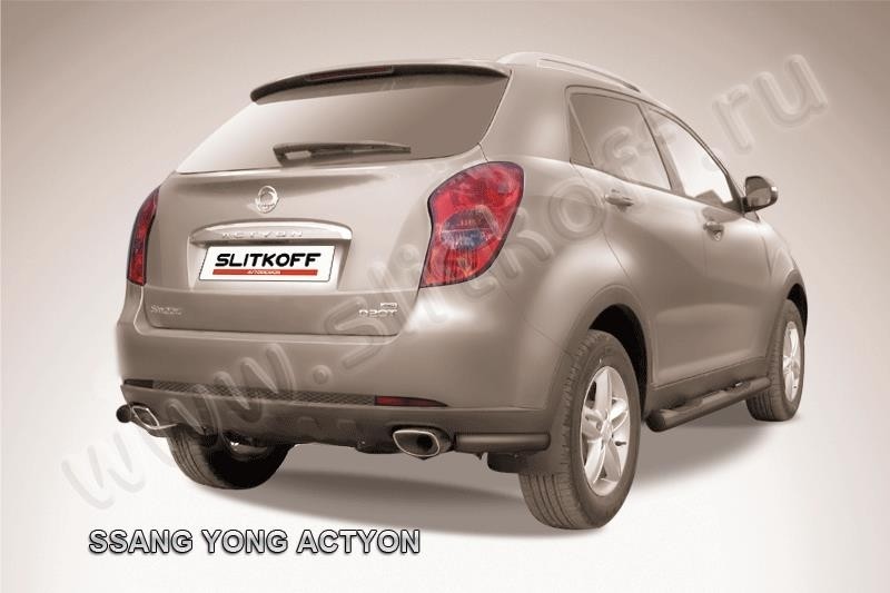 Slitkoff SYA012B защита заднего бампера уголки d57 черные SsangYong Actyon (2011)