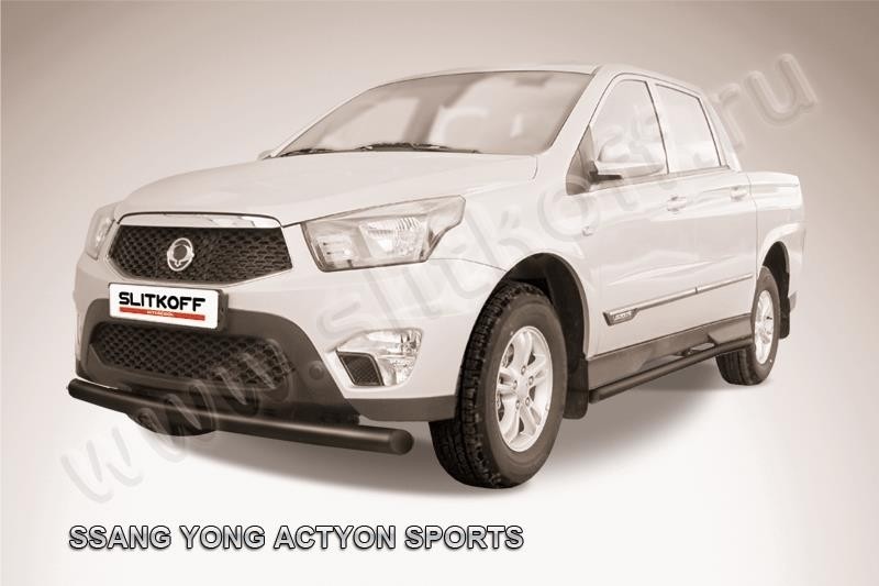 Slitkoff SYAS002B защита переднего бампера d76 черная SsangYong Actyon Sport (2013)