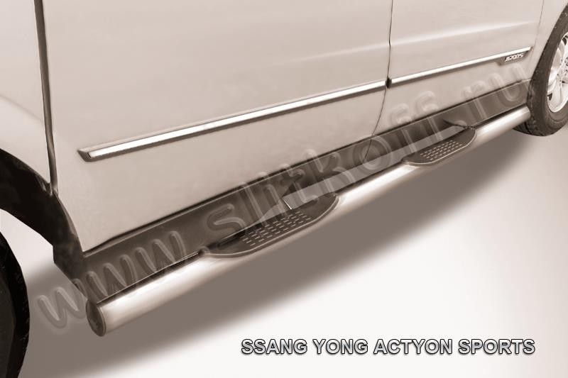 Slitkoff SYAS005 защита порогов d76 с проступями SsangYong Actyon Sport (2013)