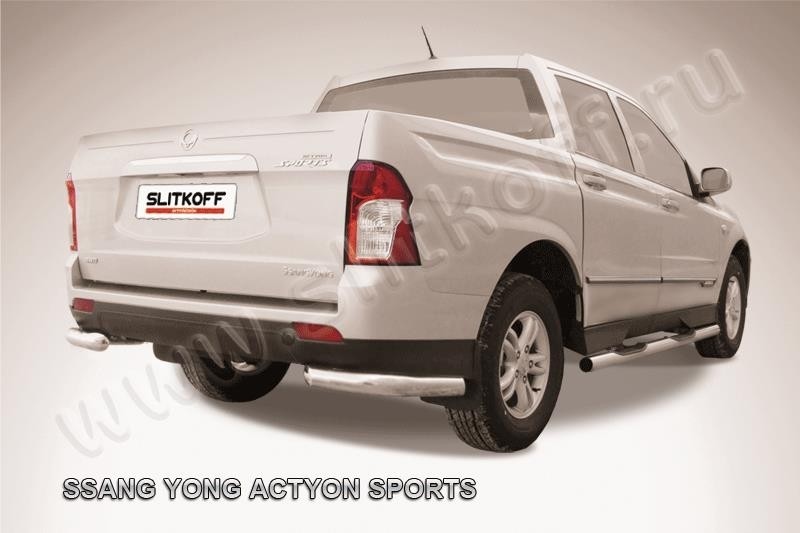 Slitkoff SYAS015 защита заднего бампера уголки d76 SsangYong Actyon Sport (2013)