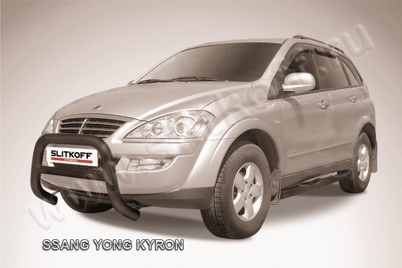 Slitkoff SYK002B кенгурятник низкий d76 черный SsangYong Kyron