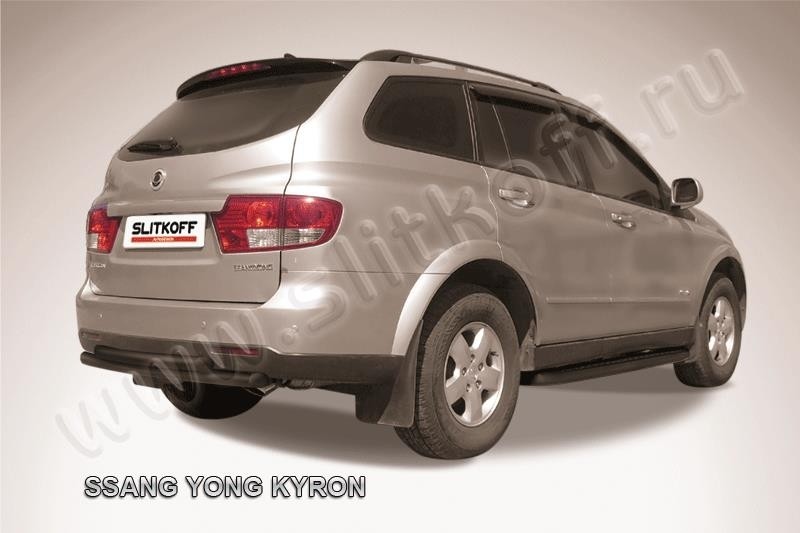 Slitkoff SYK014B защита заднего бампера d57+ d57 двойная черная SsangYong Kyron