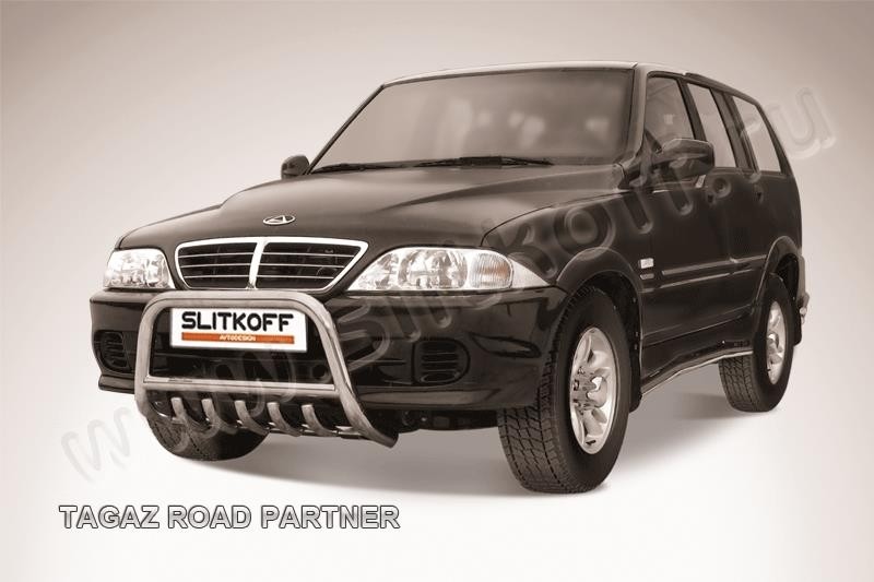 Slitkoff TARP003 кенгурятник d57 низкий c защитой картера ТагАЗ Road Partner