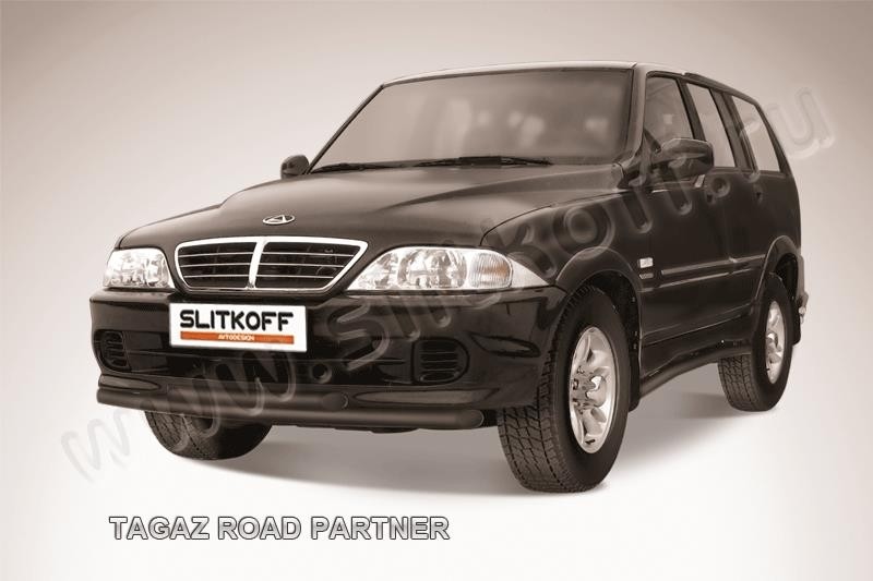 Slitkoff TARP005B защита переднего бампера d57+ d57 двойная черная ТагАЗ Road Partner