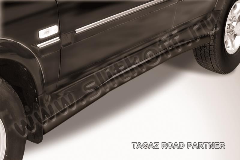 Slitkoff TARP009B защита порогов d57 с гибами черная ТагАЗ Road Partner