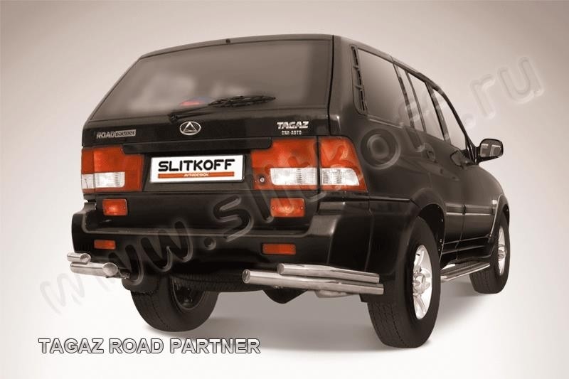 Slitkoff TARP012 защита заднего бампера уголки d57+ d42 двойные ТагАЗ Road Partner