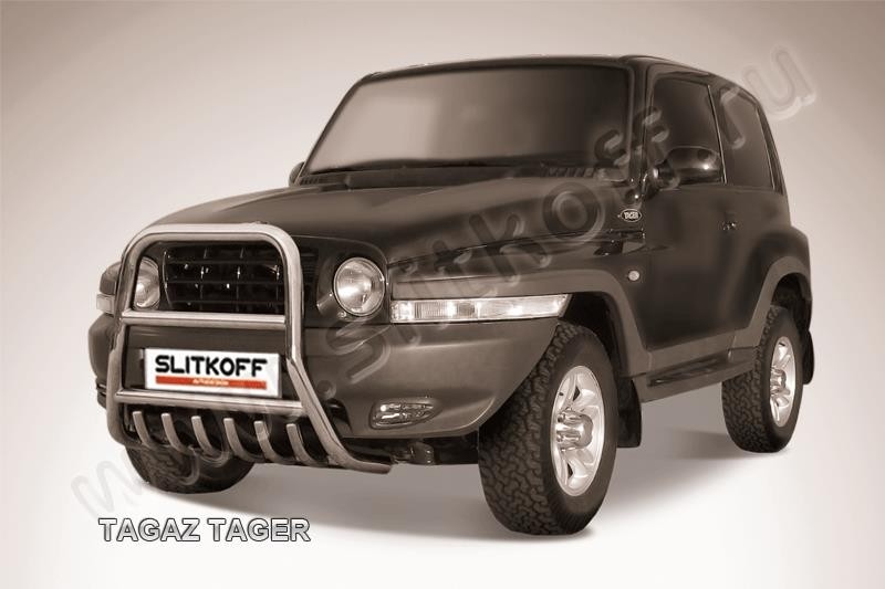 Slitkoff TAT003 кенгурятник d57 высокий с защитой картера ТагАЗ Tager