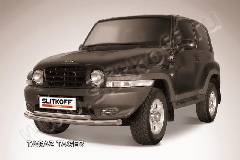 Slitkoff TAT009 защита переднего бампера d76+ d57 двойная ТагАЗ Tager