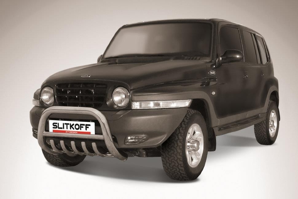 Slitkoff TAT5d005 кенгурятник d76 низкий с защитой картера ТагАЗ Tager 5 двер.