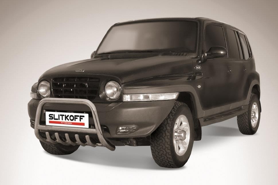 Slitkoff TAT5d007 кенгурятник d57 низкий с защитой картера ТагАЗ Tager 5 двер.