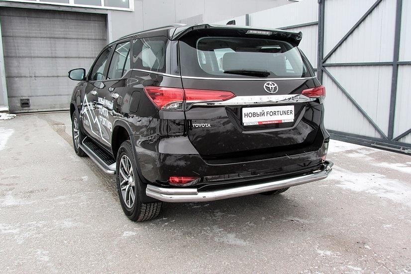 Slitkoff TFOR-006 защита заднего бампера d76+ d42 двойная длинная Toyota Fortuner (2017)