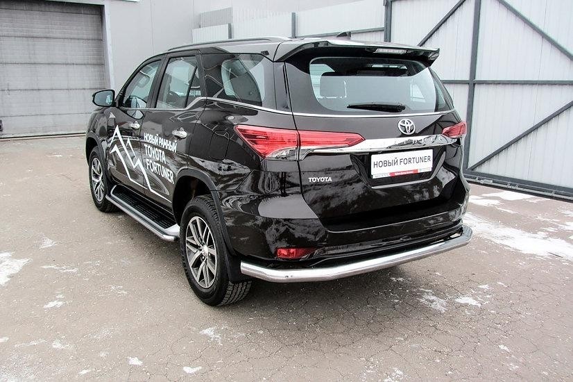 Slitkoff TFOR-007 защита заднего бампера d76 длинная Toyota Fortuner (2017)