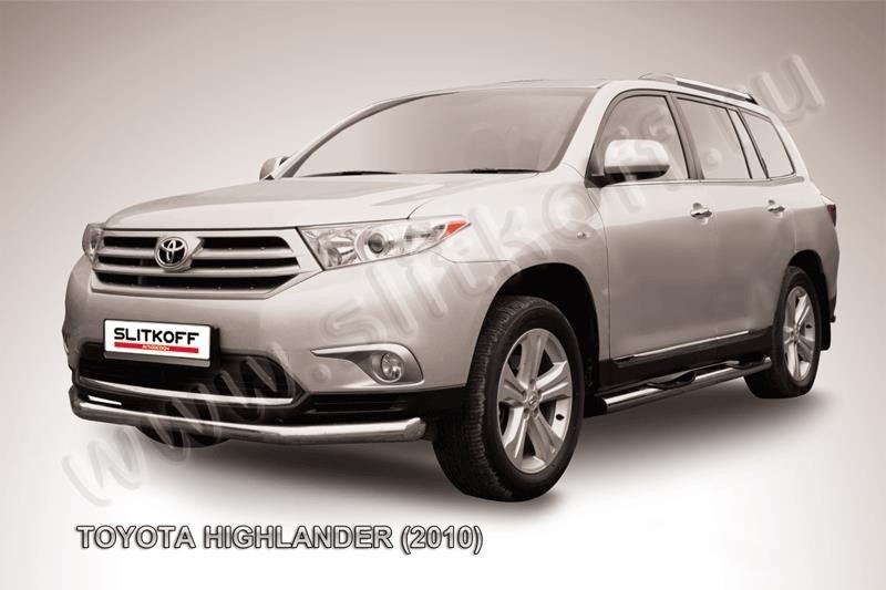 Slitkoff THI004 защита переднего бампера d76 длинная Toyota Highlander (2010)