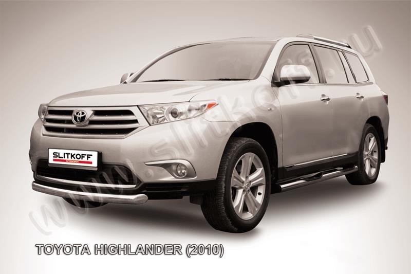 Slitkoff THI005 защита переднего бампера d76 радиусная Toyota Highlander (2010)