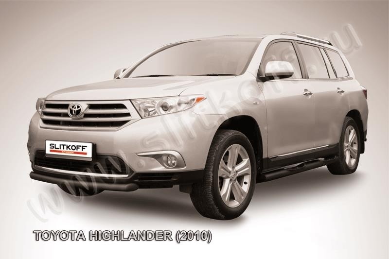 Slitkoff THI007B защита переднего бампера d57 радиусная черная Toyota Highlander (2010)
