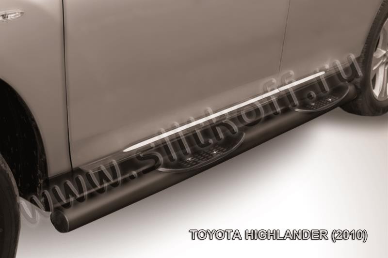 Slitkoff THI008B защита порогов d76 с проступями черная Toyota Highlander (2010)