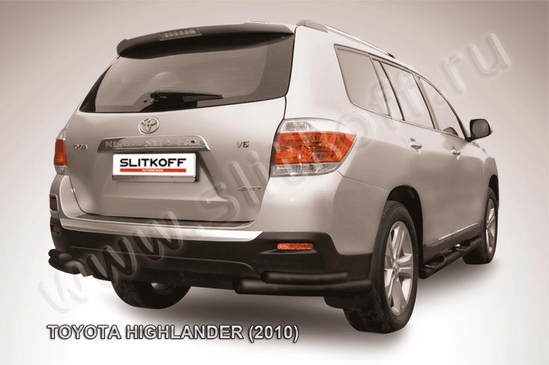 Slitkoff THI015B защита заднего бампера уголки d57+ d42 двойные черные Toyota Highlander (2010)