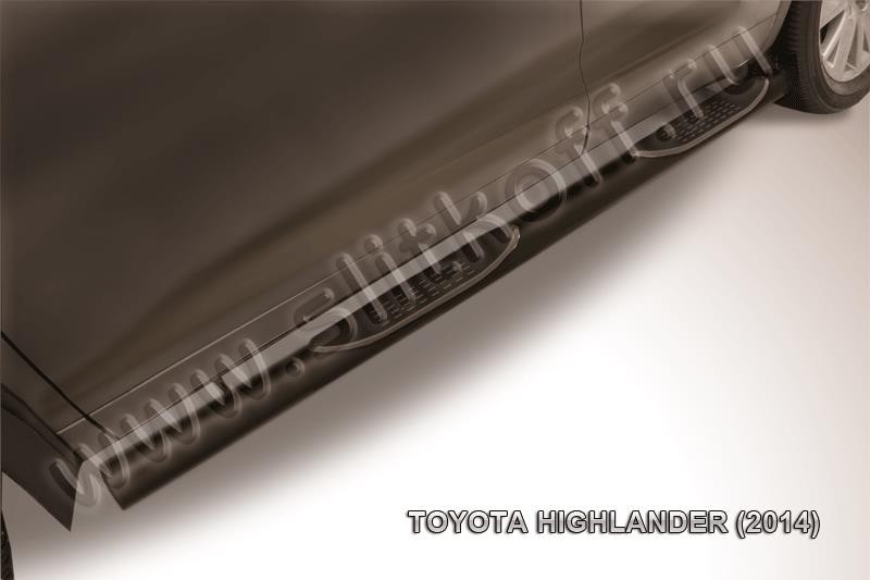 Slitkoff THI14-008B защита порогов d76 с проступями черная Toyota Highlander (2014)