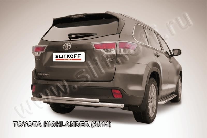 Slitkoff THI14-012 защита заднего бампера d57+ d42 двойная радиусная Toyota Highlander (2014)