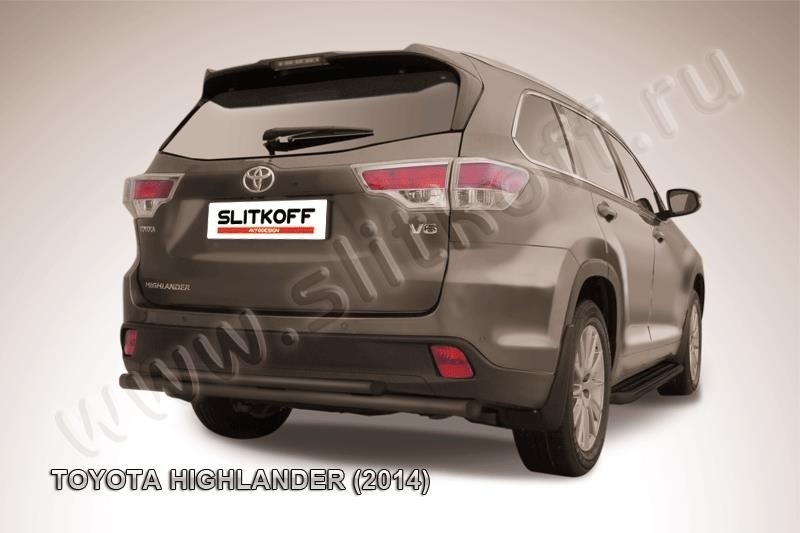 Slitkoff THI14-012B защита заднего бампера d57+ d42 двойная радиусная черная Toyota Highlander (2014)
