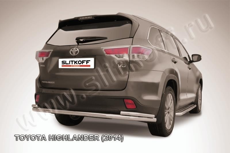 Slitkoff THI14-014 защита заднего бампера d57+ d42 двойная длинная Toyota Highlander (2014)
