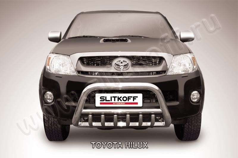 Slitkoff THL003 кенгурятник d57 низкий с защитой картера Toyota Hilux (2011)