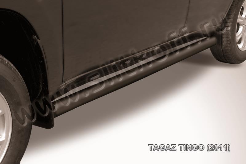 Slitkoff TIN004B защита порогов d76 труба черная ТагАЗ Tingo (2011)