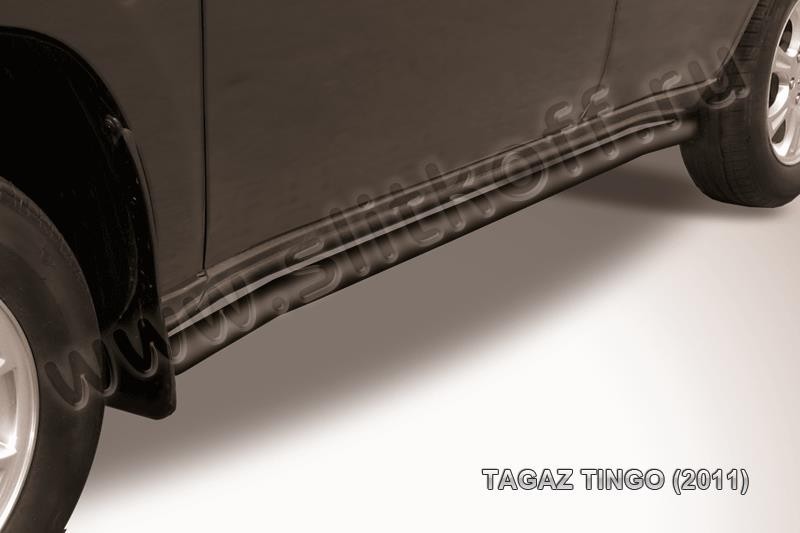 Slitkoff TIN005B защита порогов d57 с гибами черная ТагАЗ Tingo (2011)