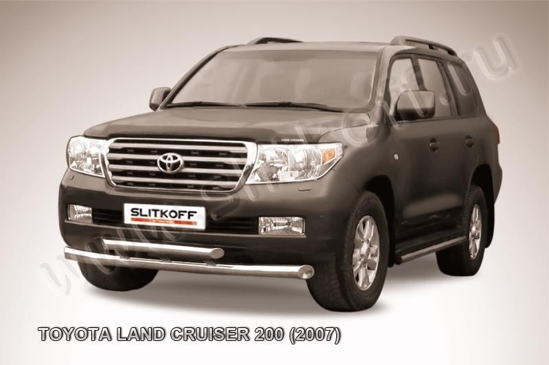Slitkoff TLC2-011 защита переднего бампера d76+ d57 двойная Toyota Land Cruiser 200 (2007)