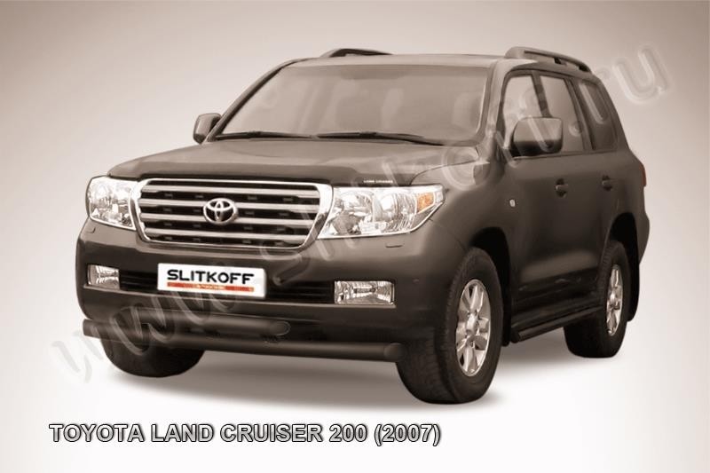 Slitkoff TLC2-011B защита переднего бампера d76+ d57 двойная черная Toyota Land Cruiser 200 (2007)