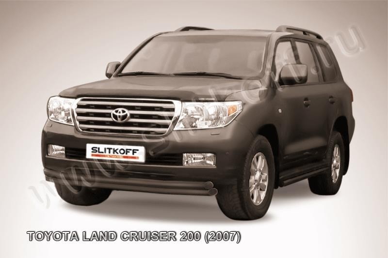 Slitkoff TLC2-012B защита переднего бампера d57+ d57 двойная черная Toyota Land Cruiser 200 (2007)